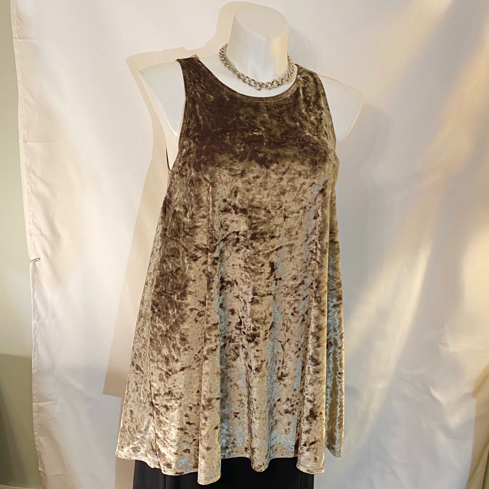 Forever 21 olive crushed velvet swing dress sz L
